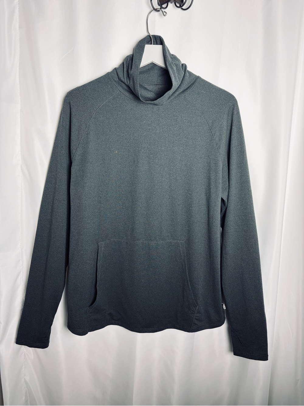 Eddie Bauer Active Funnel Neck Pullover Kangaroo Pocket Charcoal Gray Size L